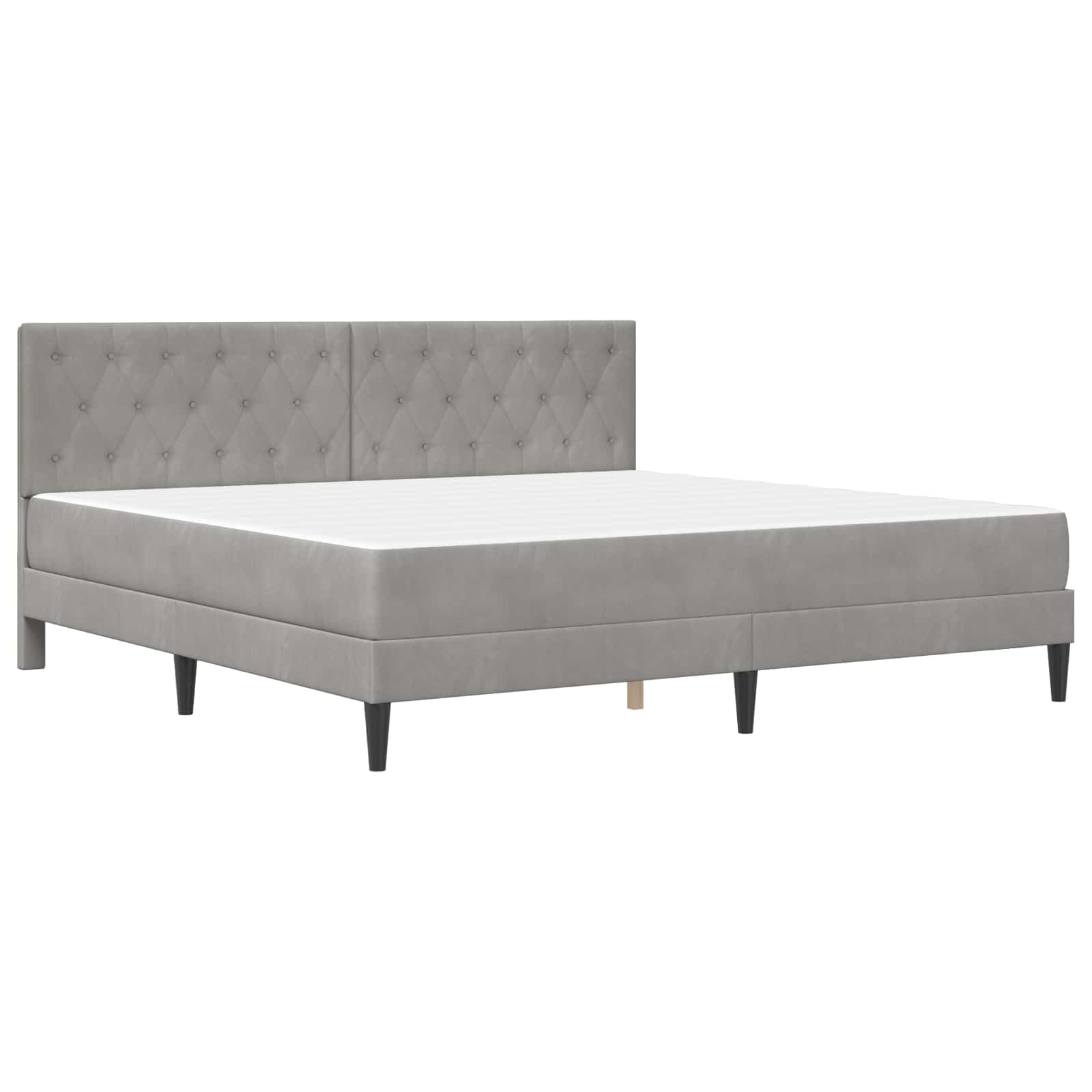 Bettgestell mit Matratze mit Kopfteil Hellgrau 80 x 200 cm Samt