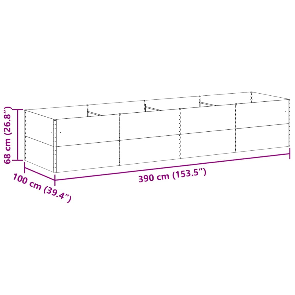 Garten-Hochbeet 100 x 50 x 36 cm Cortenstahl