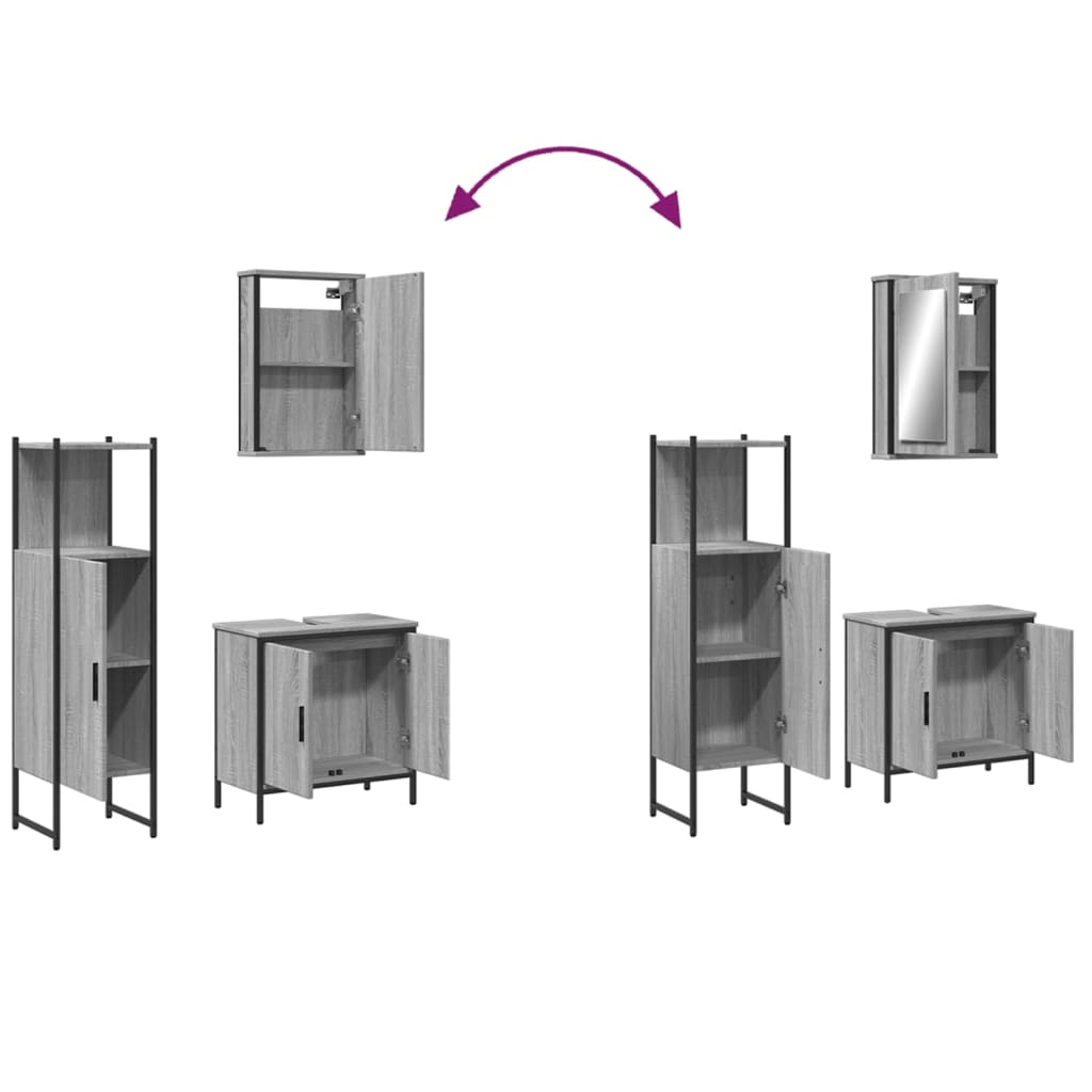 3-tlg. Badmöbel-Set Räuchereiche Holzwerkstoff