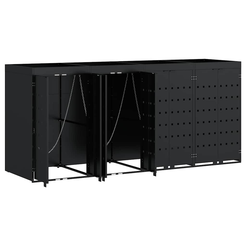 Mülltonnenbox für 2 Tonnen Schwarz 138x79x117 cm Stahl