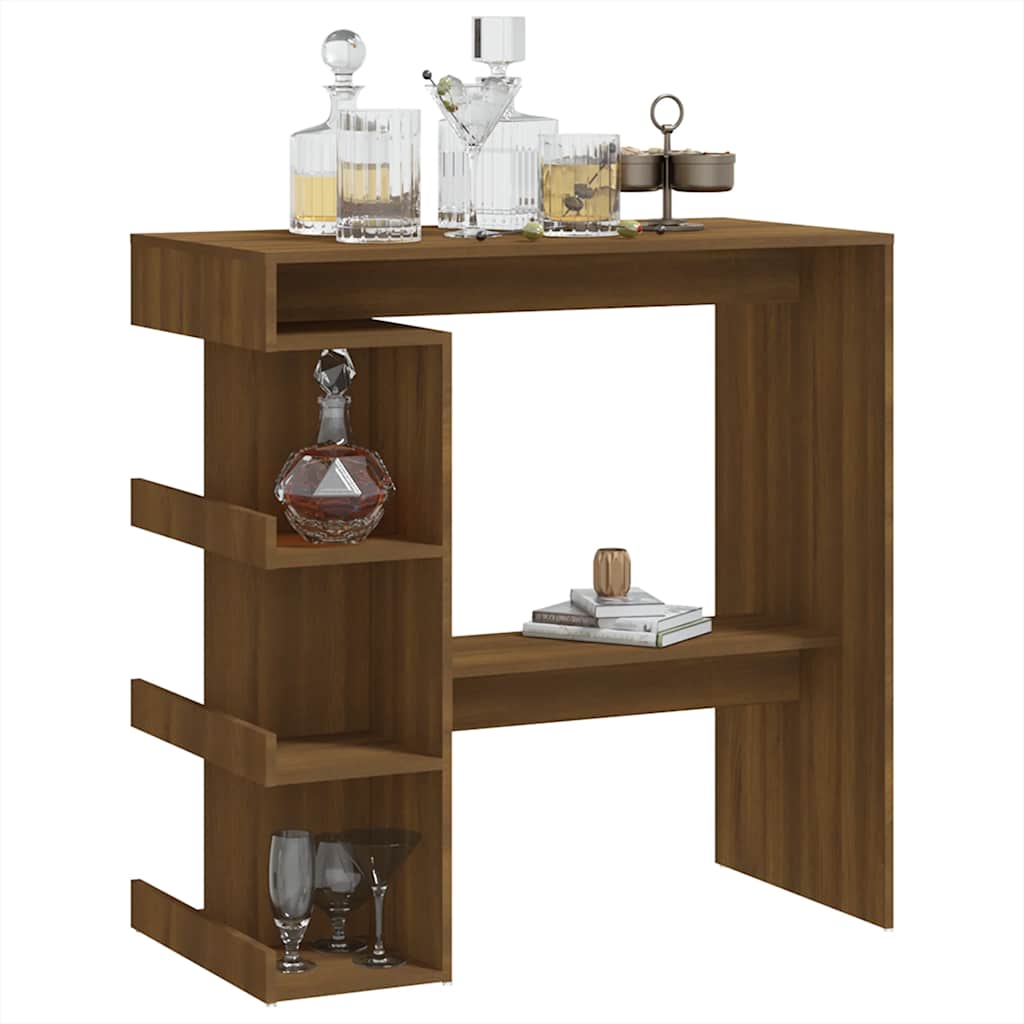 Bartisch mit Regal Weiß 100x50x101,5 cm Holzwerkstoff