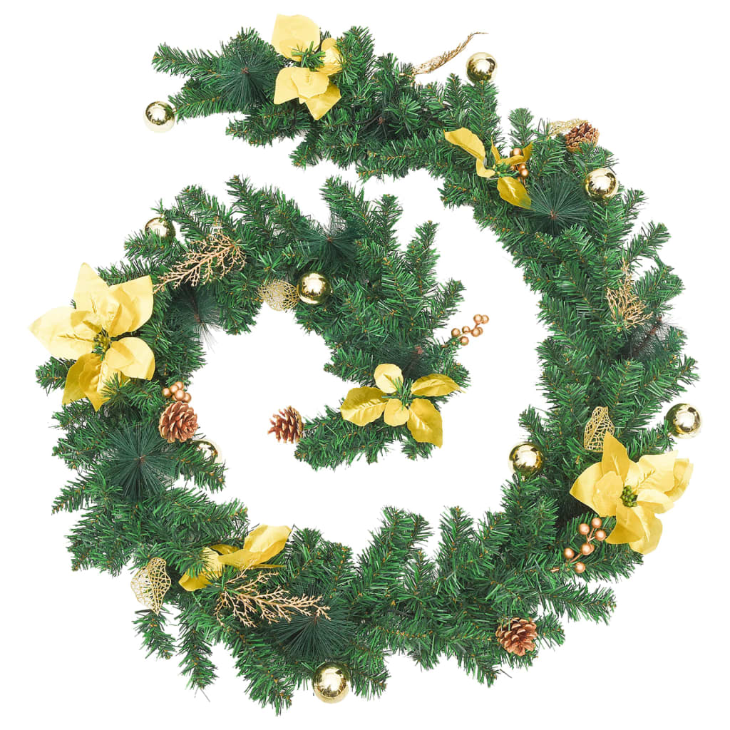 Weihnachtsgirlande mit LED-Lichtern Grün 2,7 m PVC