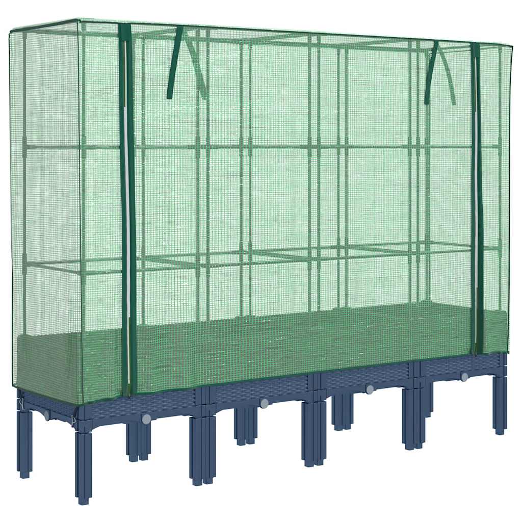 Hochbeet mit Gewächshaus-Aufsatz Rattan-Optik 40x40x140 cm