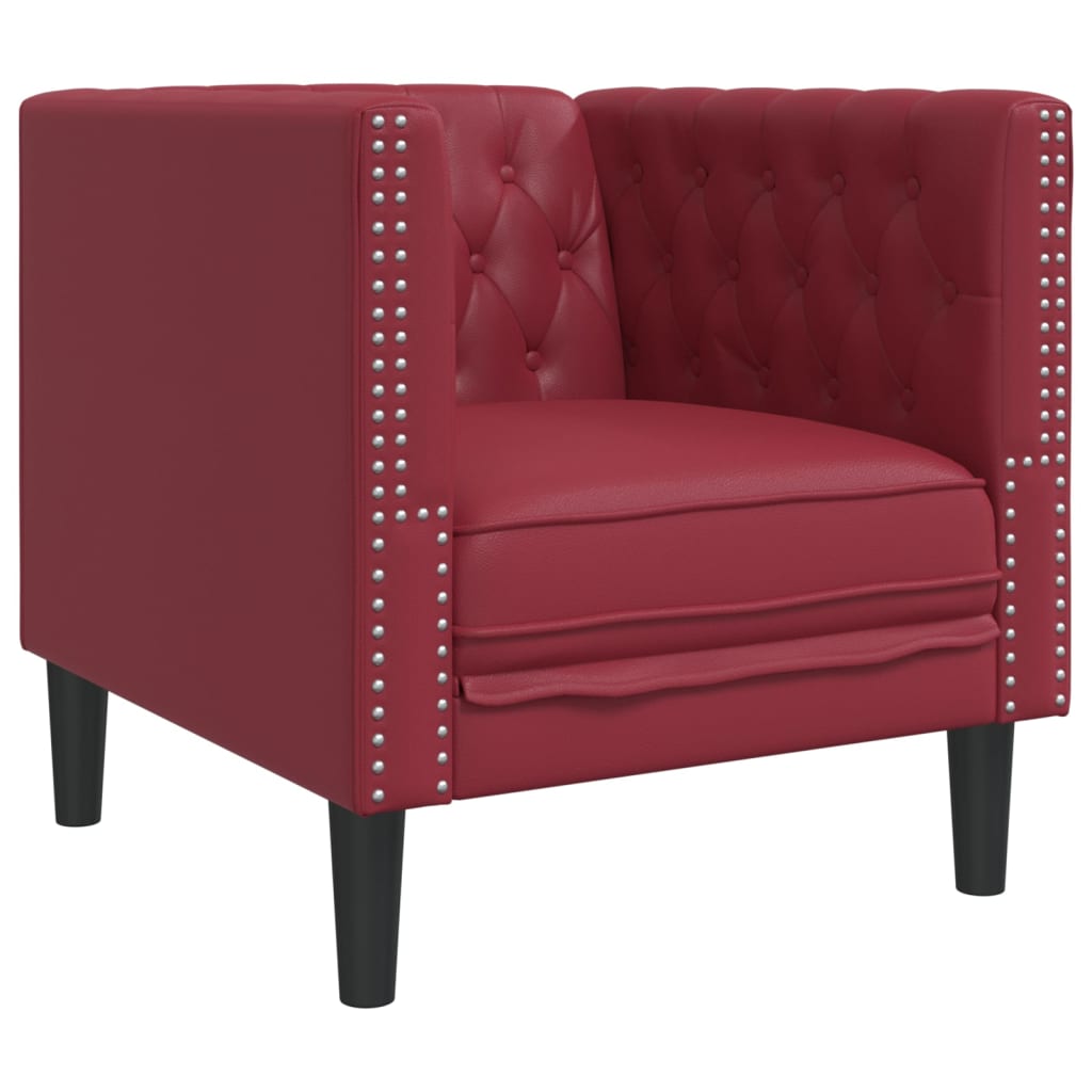 3-tlg. Chesterfield-Sofa-Set Schwarz Kunstleder