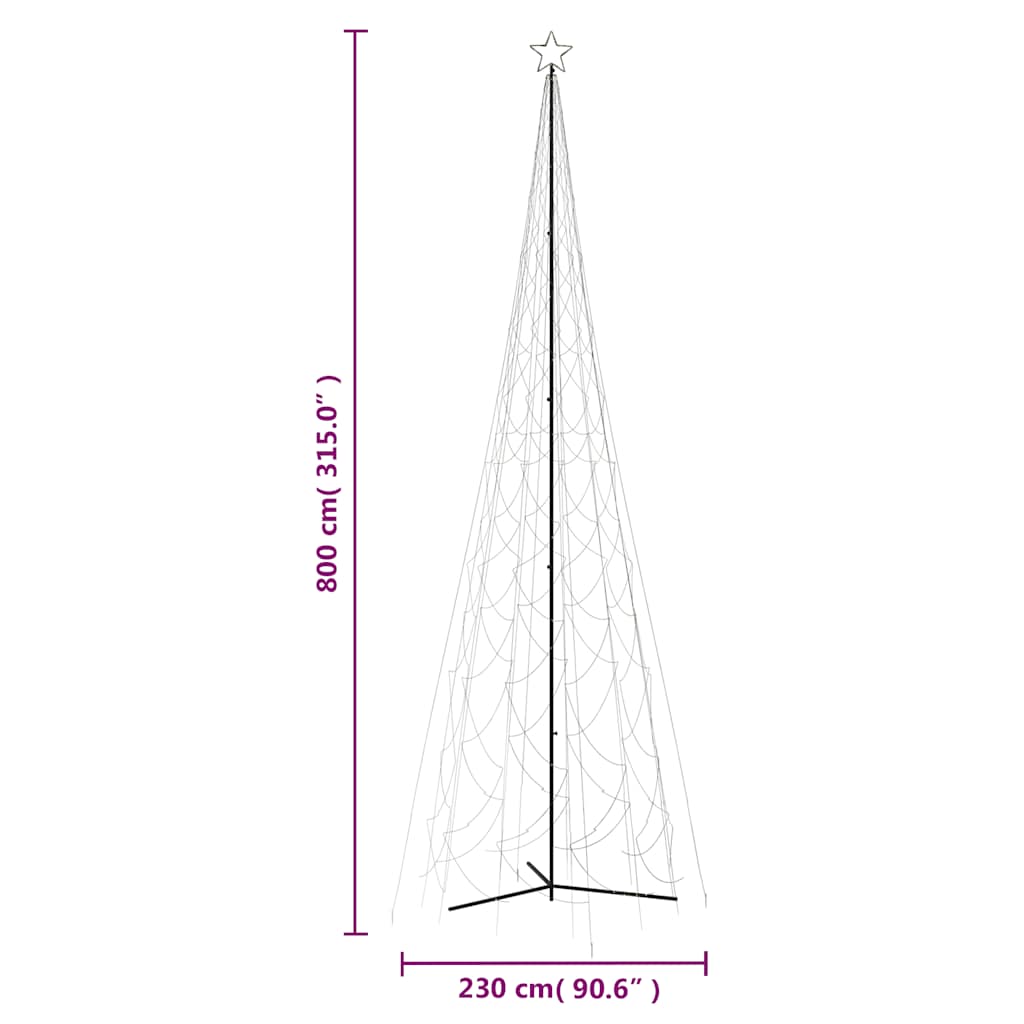 Weihnachtsbaum-Kegel Warmweiß 500 LEDs 100x300 cm