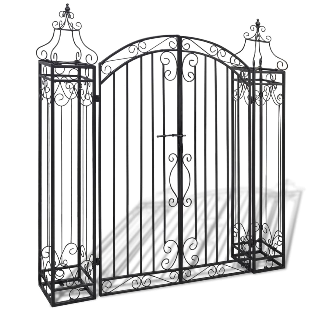 Gartentor Schwarz 121x8x100 cm Schmiedeeisen