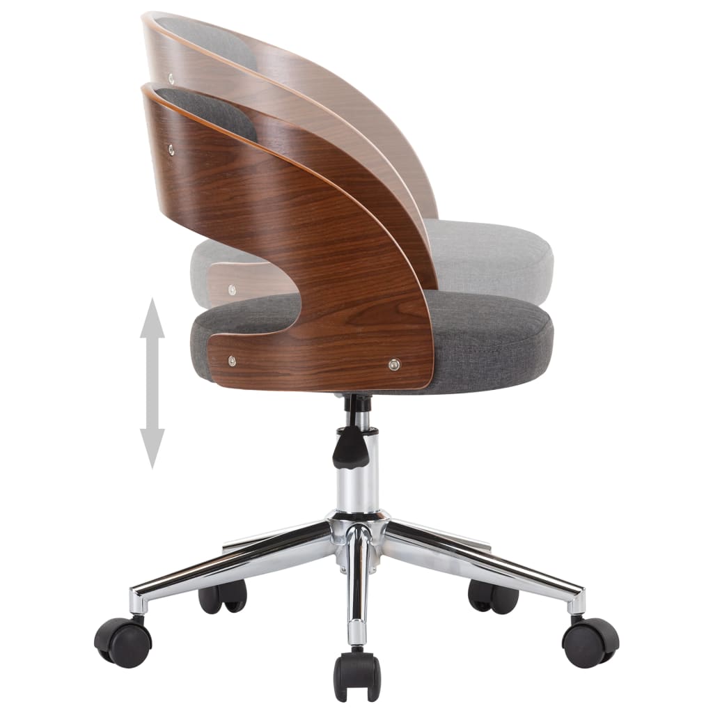 Drehbarer Bürostuhl Taupe Bugholz und Stoff