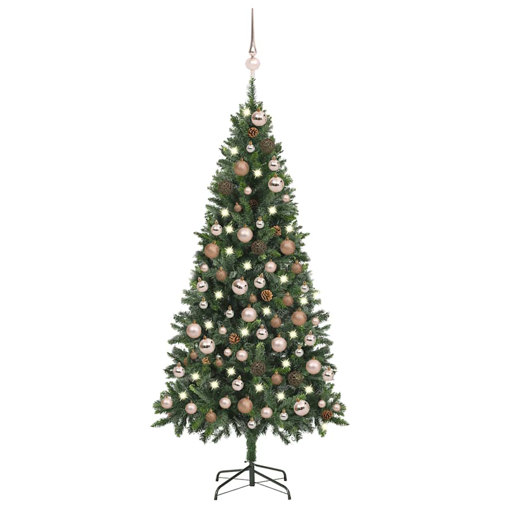 Künstlicher Weihnachtsbaum mit Beleuchtung & Kugeln Grün 180 cm