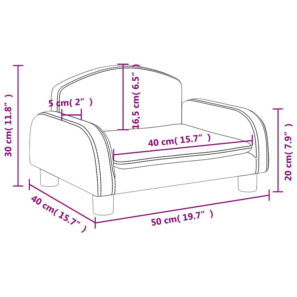 Kindersofa Creme 70x45x30 cm Stoff