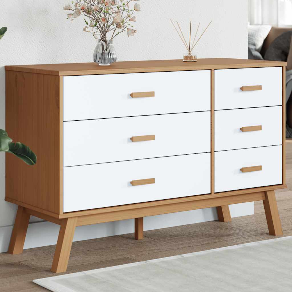 Schubladenschrank OLDEN Braun Massivholz Kiefer