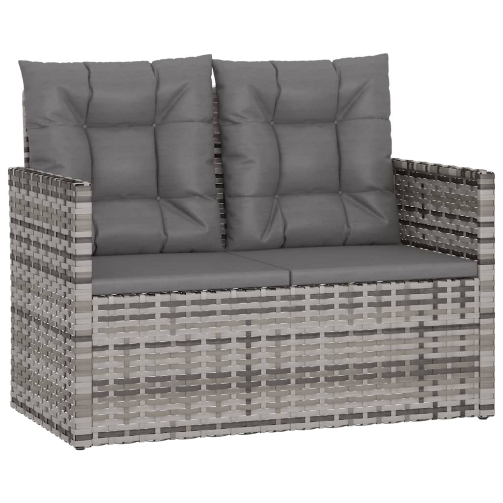 Gartenbank mit Kissen Schwarz 105 cm Poly Rattan