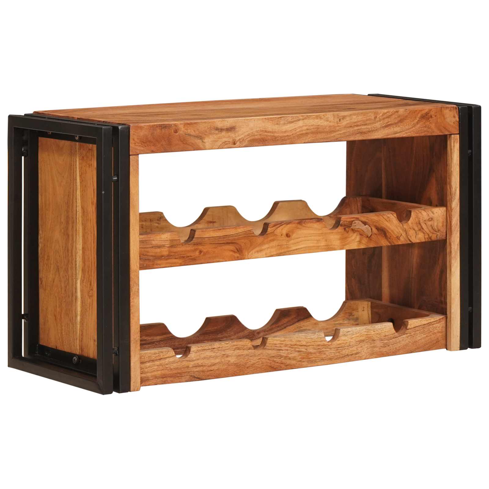 Weinregal Braun 60 x 45 x 33 cm Massives grobes Mangoholz