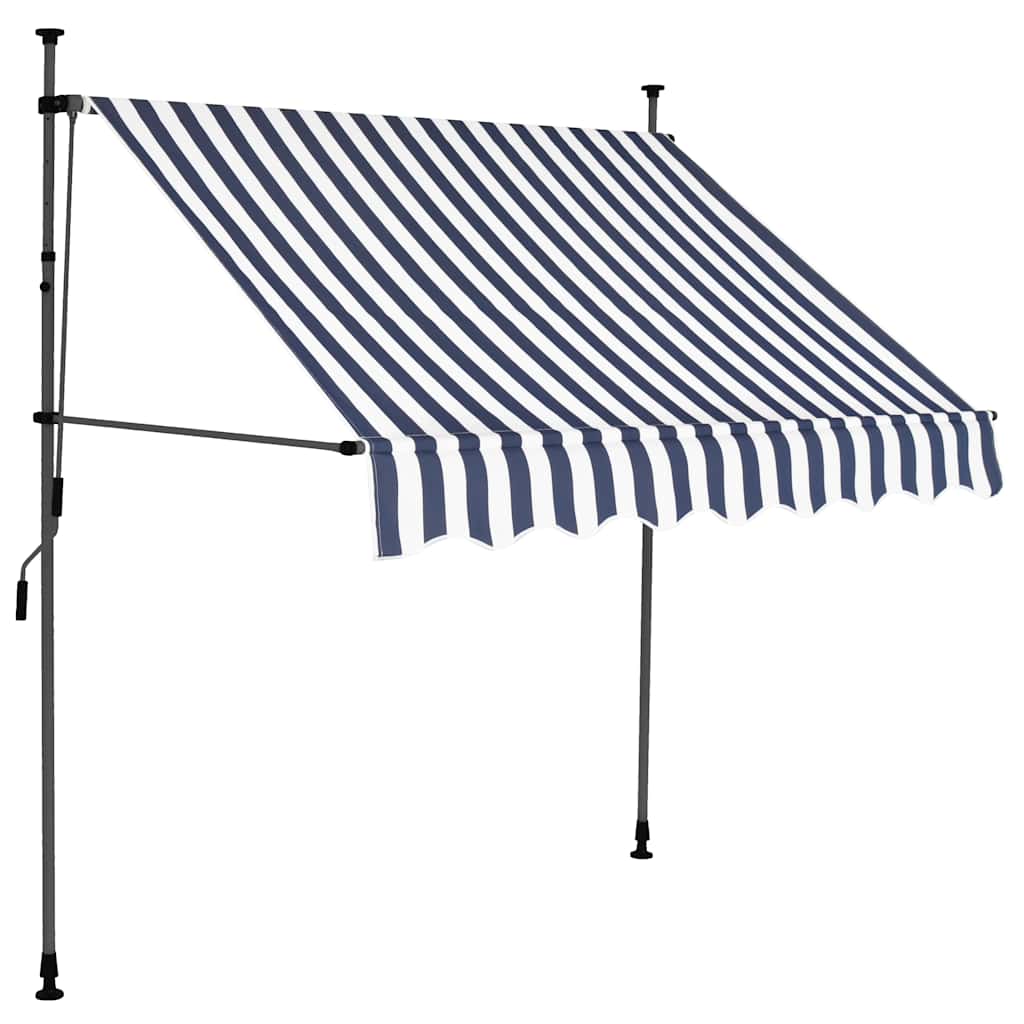 Einziehbare Markise Handbetrieben mit LED 100 cm Blau und Weiß