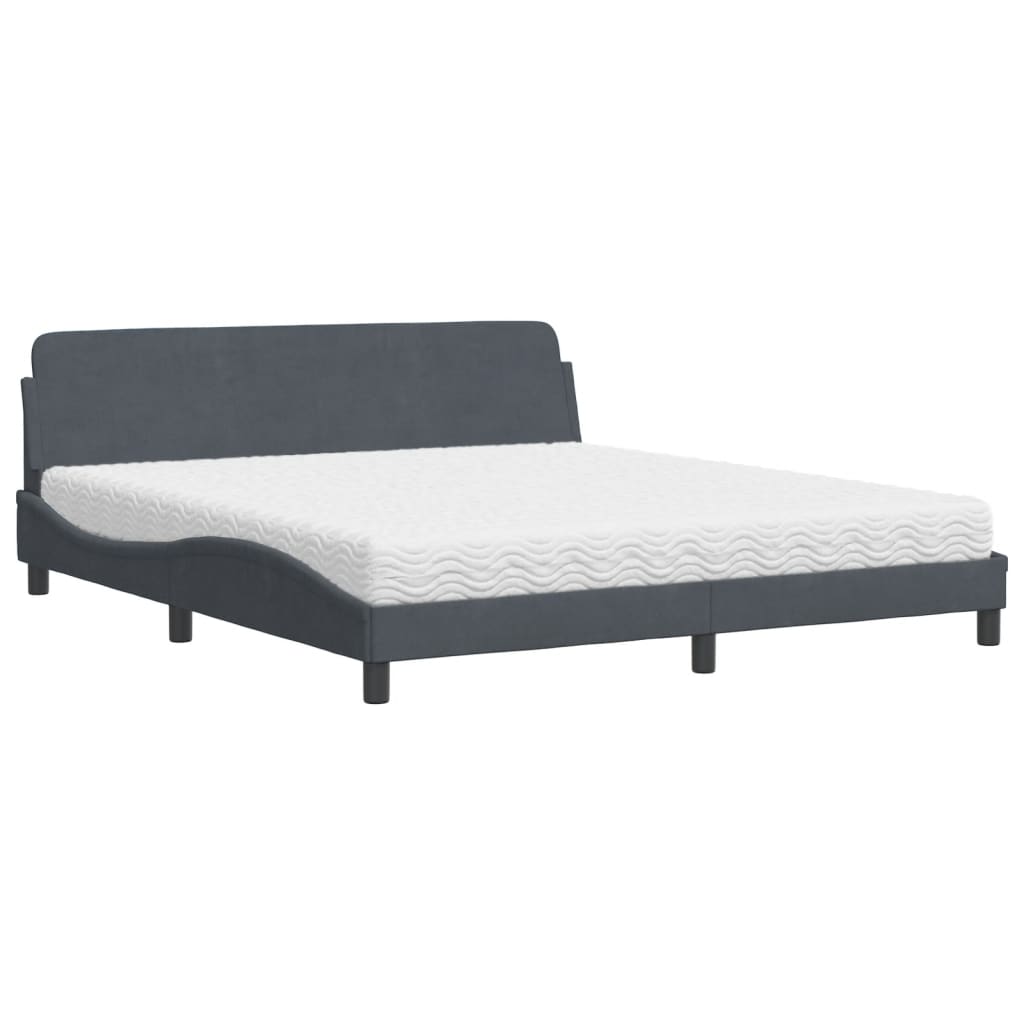 Bett mit Matratze "Dover" Hellgrau 80x200 cm Samt