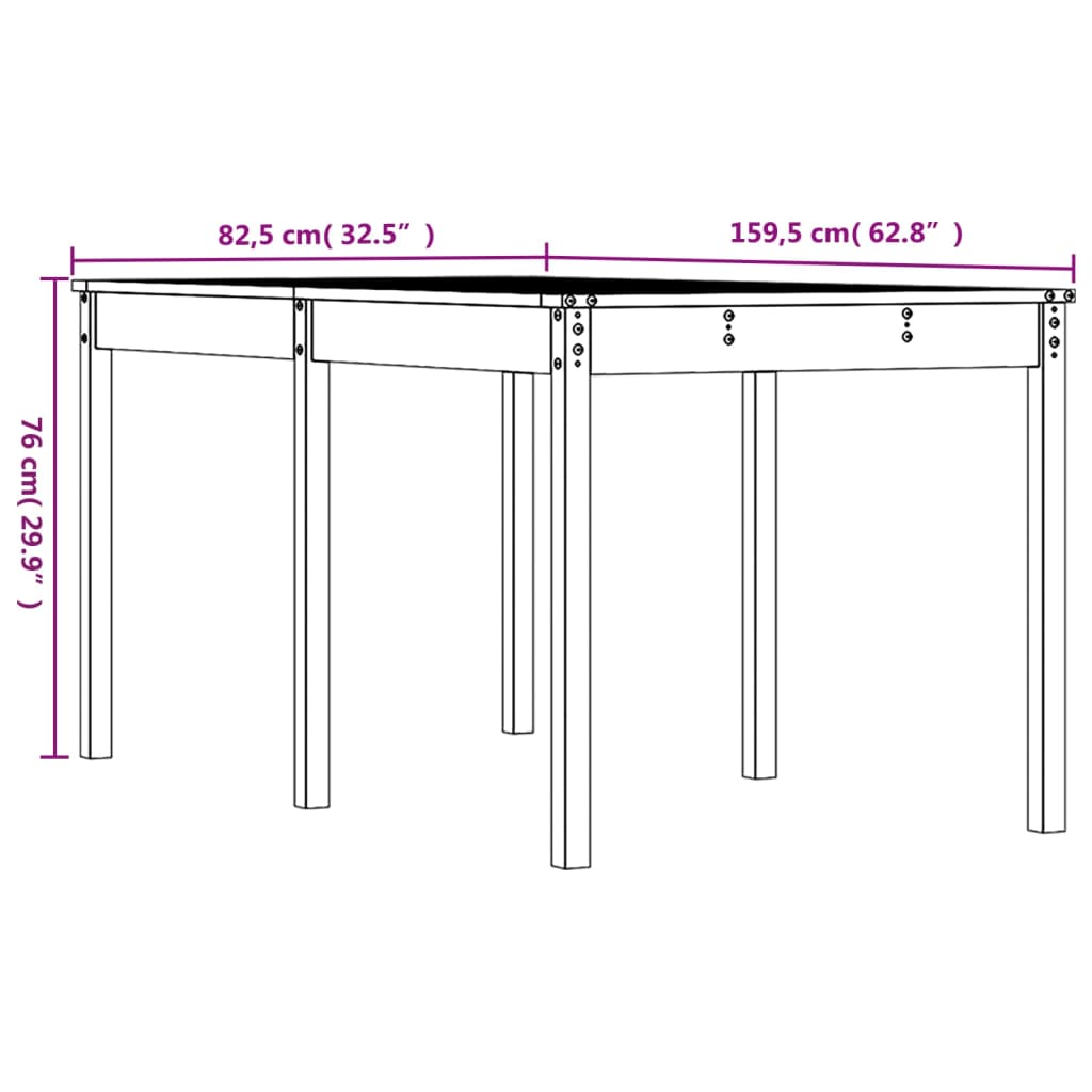 Gartentisch 82,5x82,5x76 cm Massivholz Kiefer