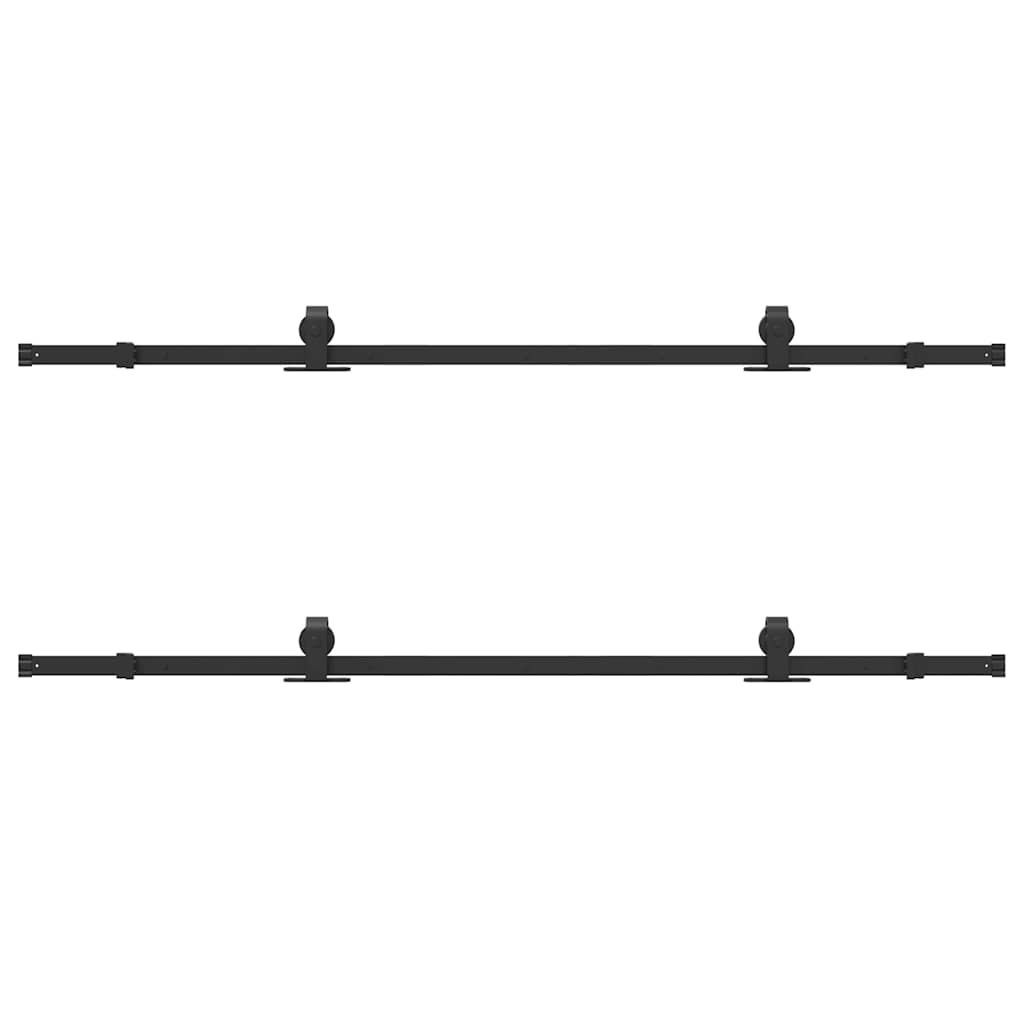 Schiebetürbeschlag-Set 366 cm Stahl Schwarz