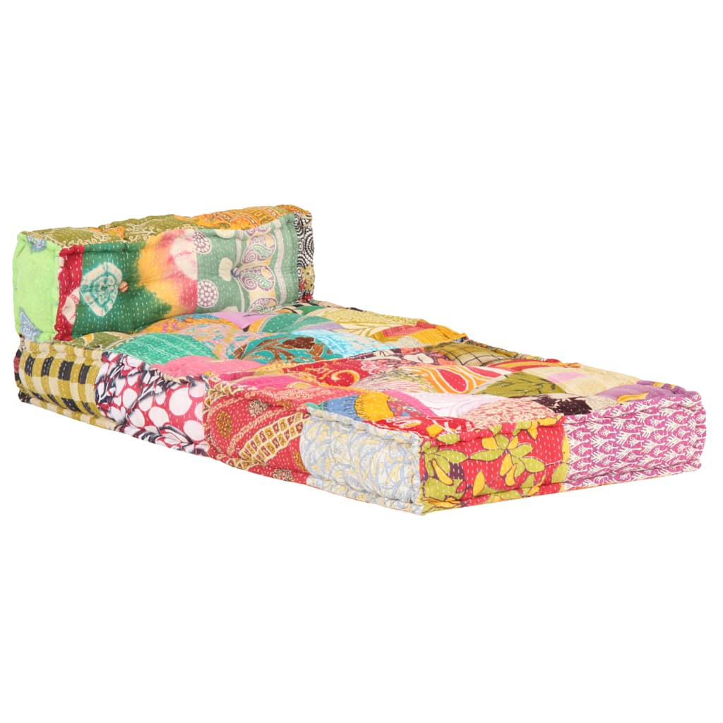 2-Sitzer Modularer Pouf Patchwork Stoff