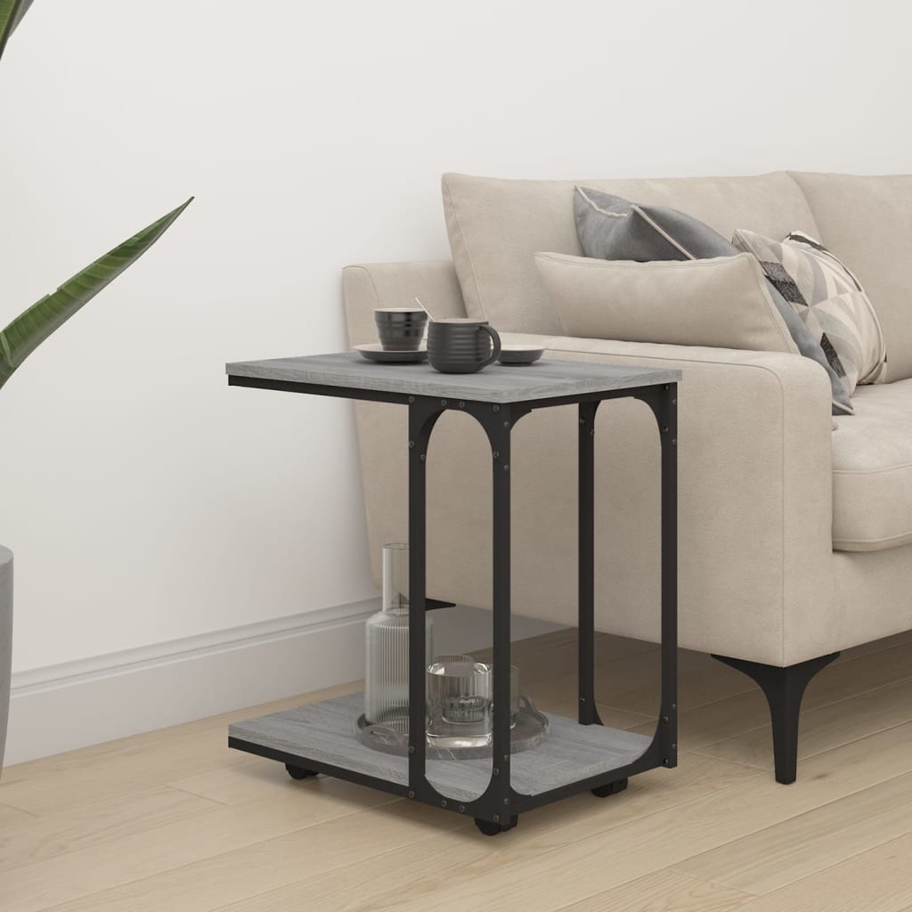 Beistelltisch mit Rollen Schwarz 50x35x55,5 cm Holzwerkstoff