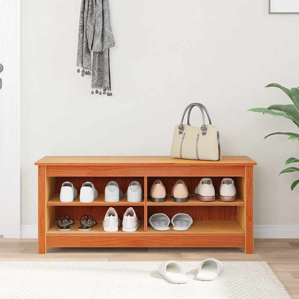 Schuhbank Weiß 70x38x45,5 cm Massivholz Kiefer