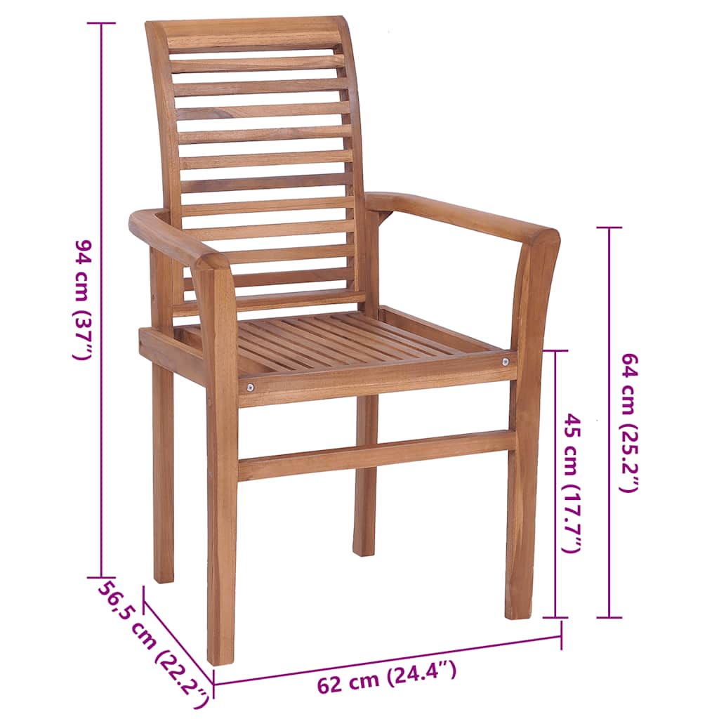 Essstühle 4 Stk. mit Anthrazit Kissen Massivholz Teak
