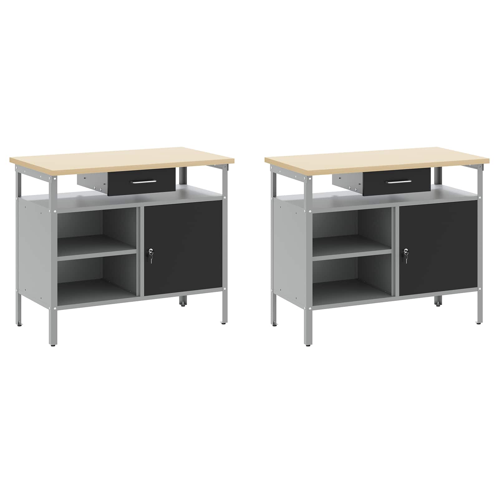 Werkbank-Set mit Schubladen 2 pcs Rot und Grau 200 x 55 x 85 cm