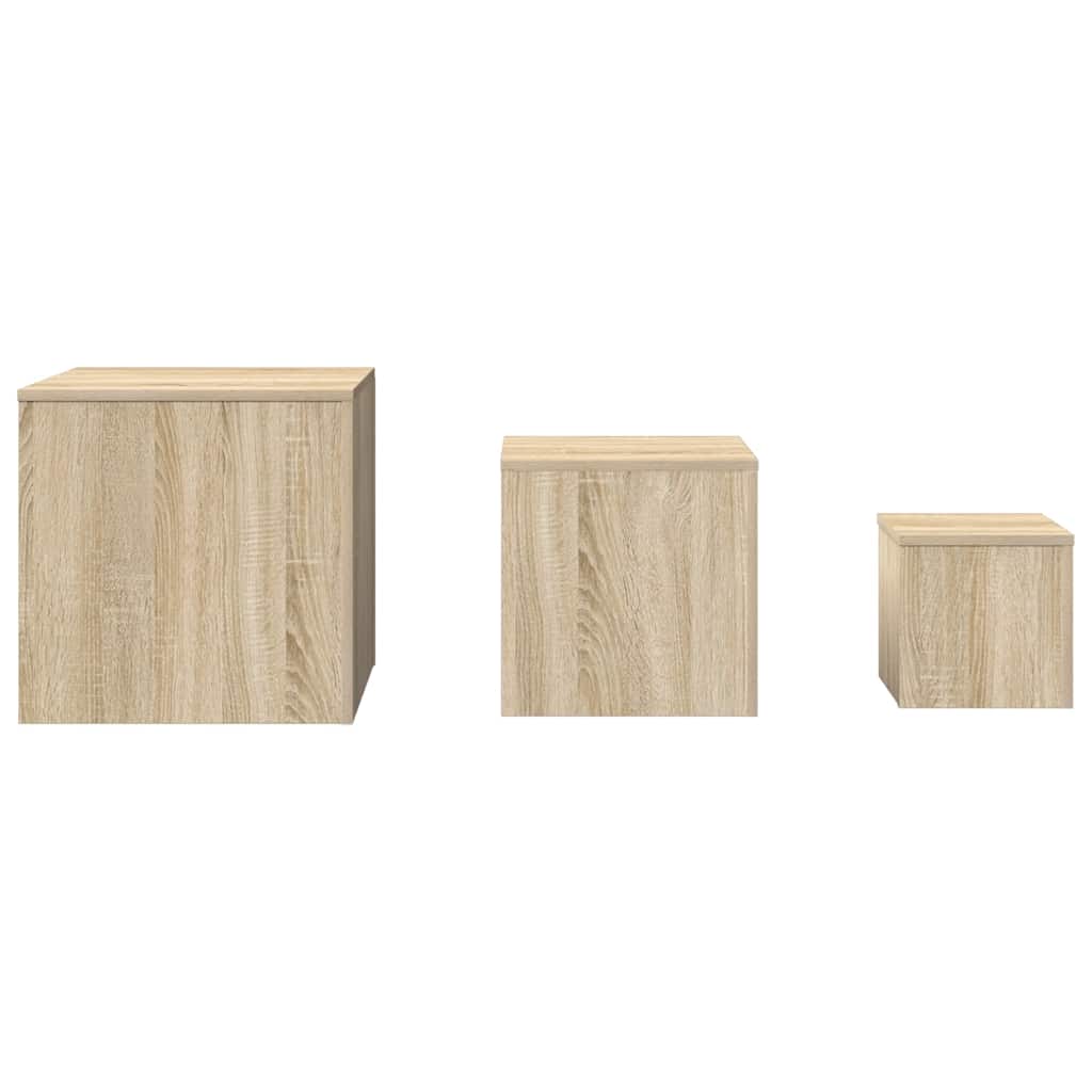 Beistelltische 3 Stk. Weiß Holzwerkstoff