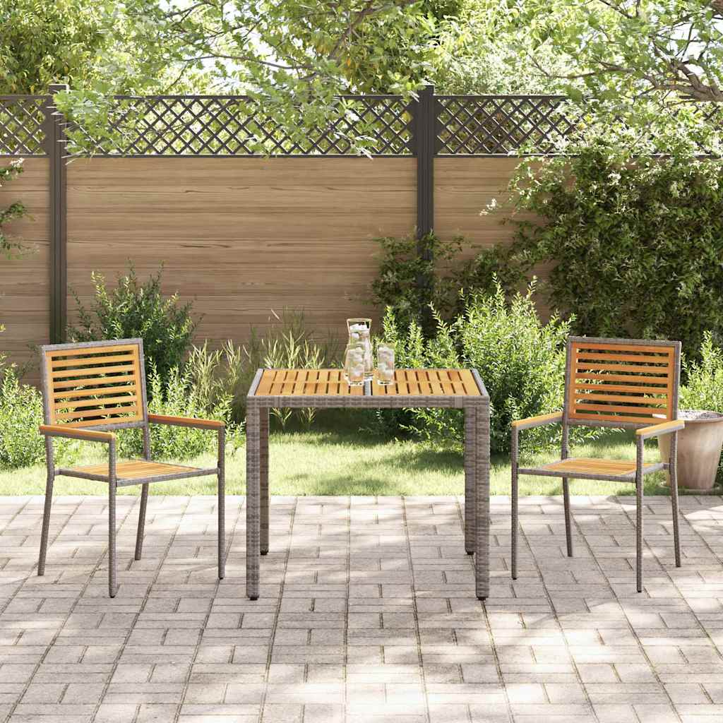 Garten Essgruppe 3 pcs Schwarz und Braun Poly-Rattan