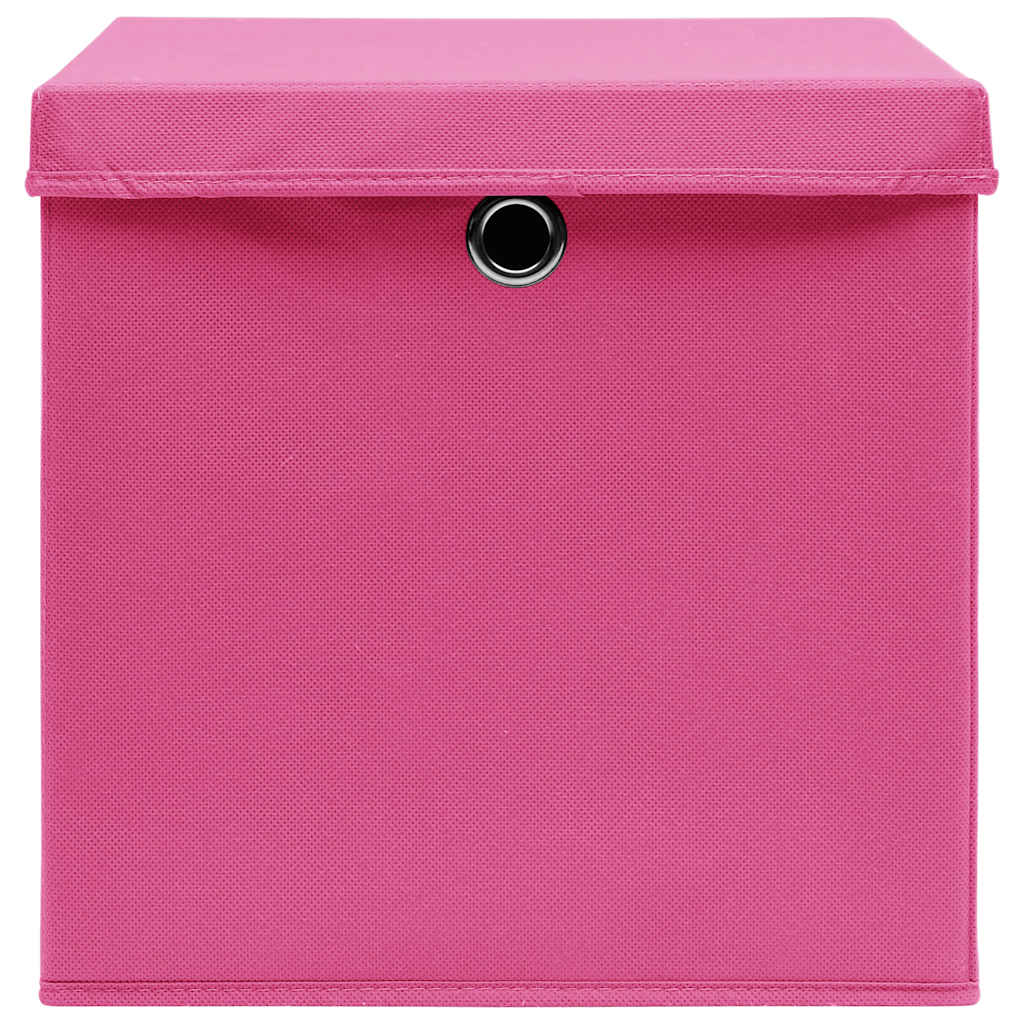 Aufbewahrungsboxen mit Deckeln 10 Stk. 28x28x28 cm Schwarz