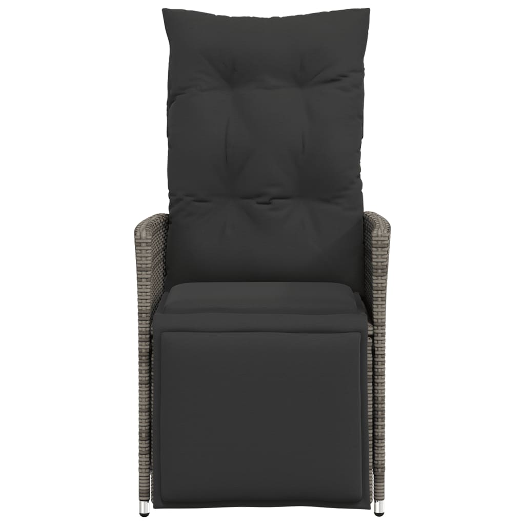 Gartensessel Verstellbar mit Kissen Schwarz Poly Rattan