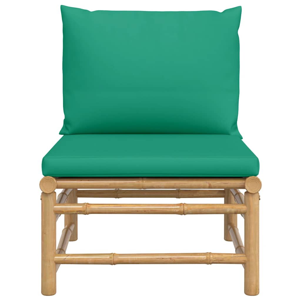 3-tlg. Garten-Lounge-Set mit Hellgrauen Kissen Bambus