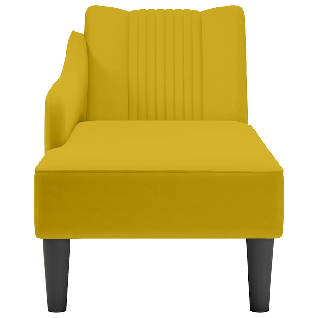 Chaiselongue mit Rechter Armlehne Blau Samt