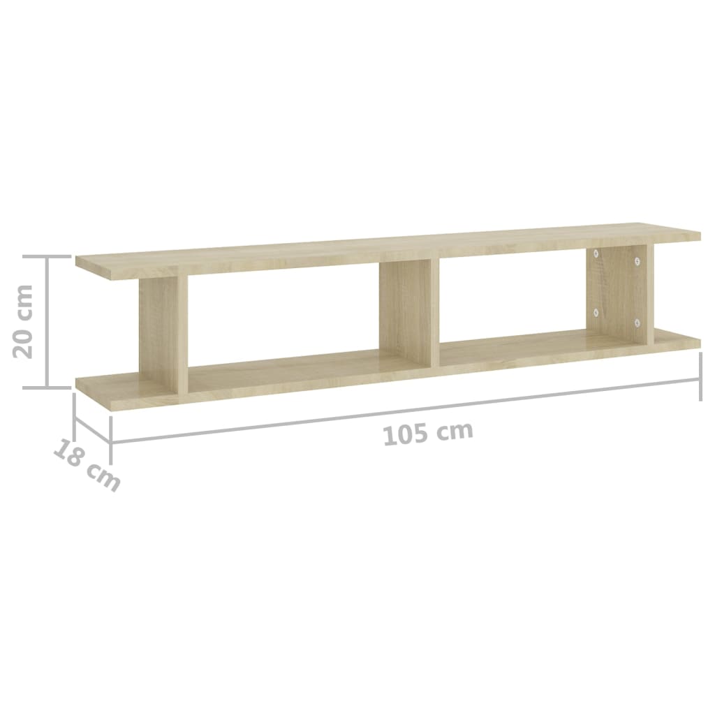 Wandregale 2 Stk. Weiß 75x18x20 cm Holzwerkstoff