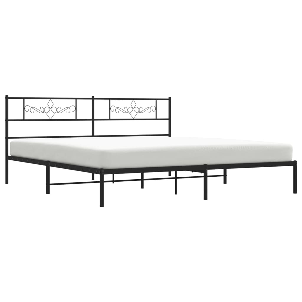 Bettgestell mit Kopfteil Metall Schwarz 100x190 cm