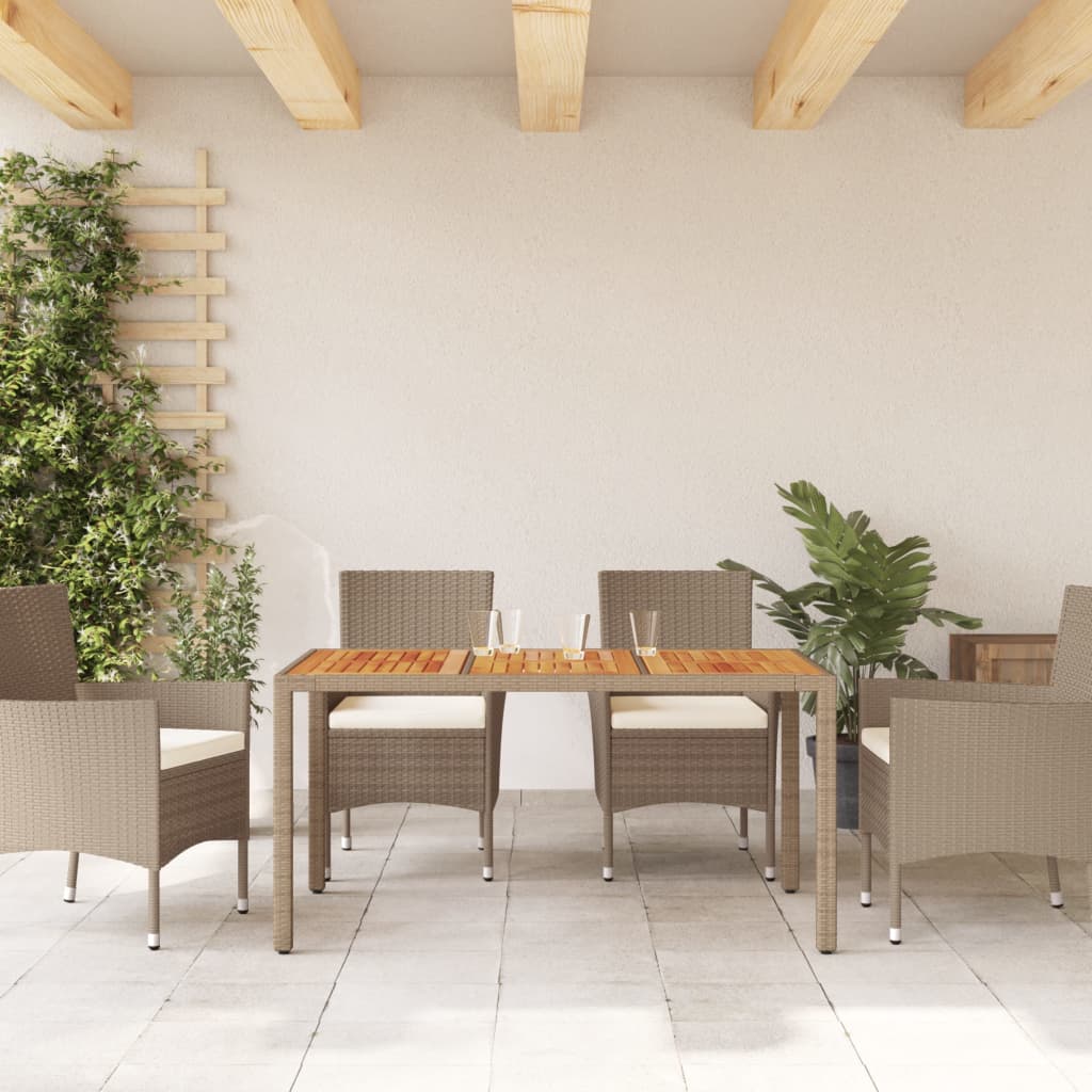 Gartentisch 190x90x75 cm Akazienholz und Poly Rattan Schwarz