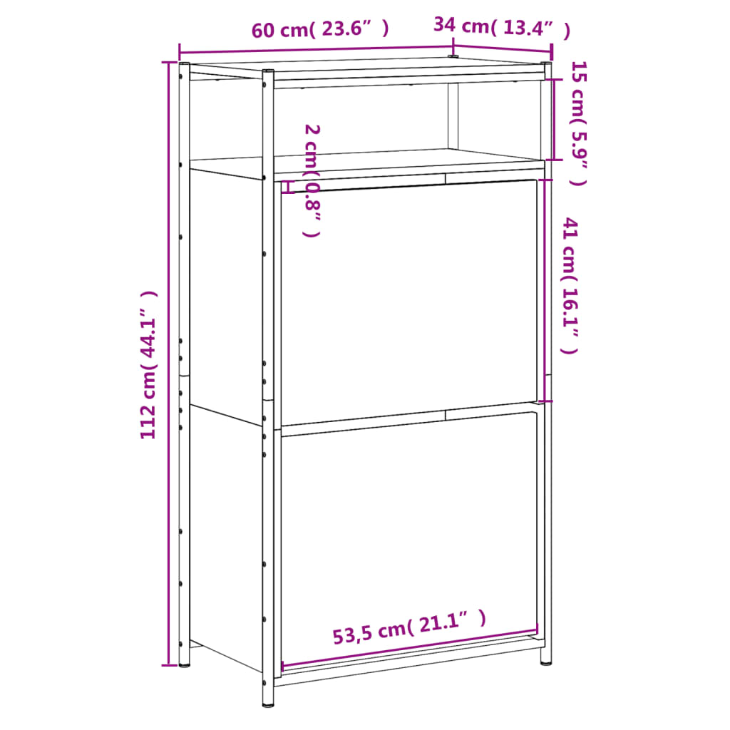 Schuhschrank mit 4 Klappen Sonoma-Eiche 100x34x112 cm
