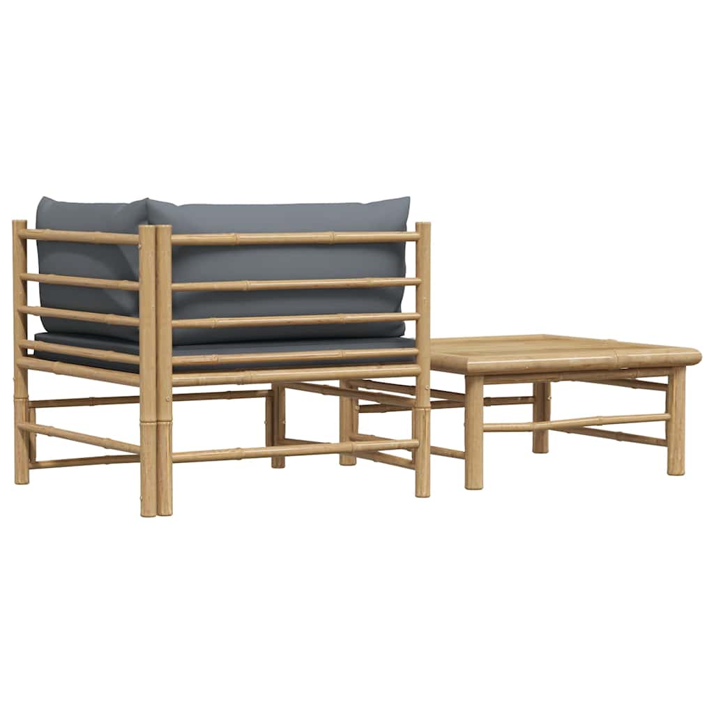 3-tlg. Garten-Lounge-Set mit Kissen Bambus