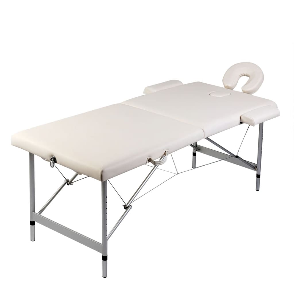 Massageliege Klappbar 2-Zonen mit Aluminiumgestell Schwarz