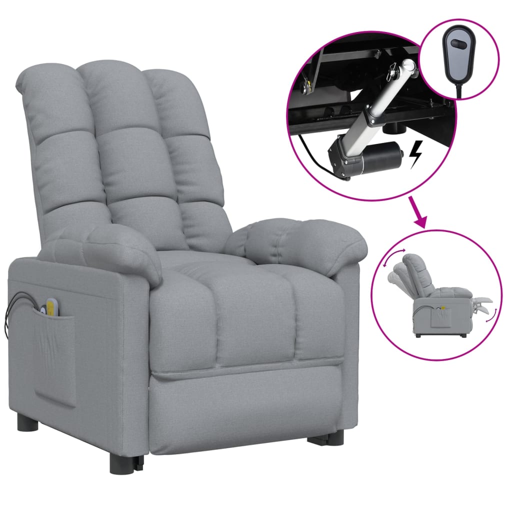 Massagesessel Elektrisch Dunkelgrau Stoff