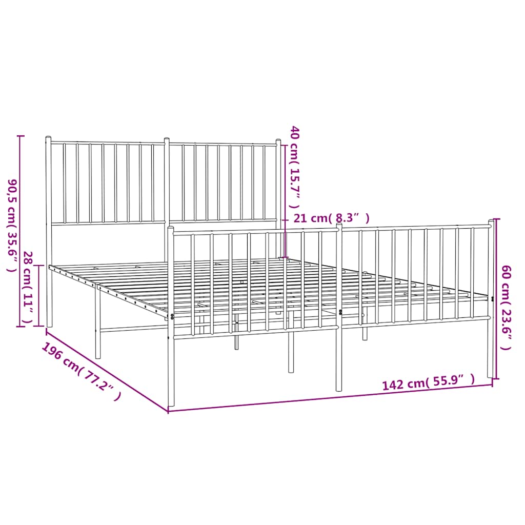 Bettgestell Metall Schwarz 75x190 cm