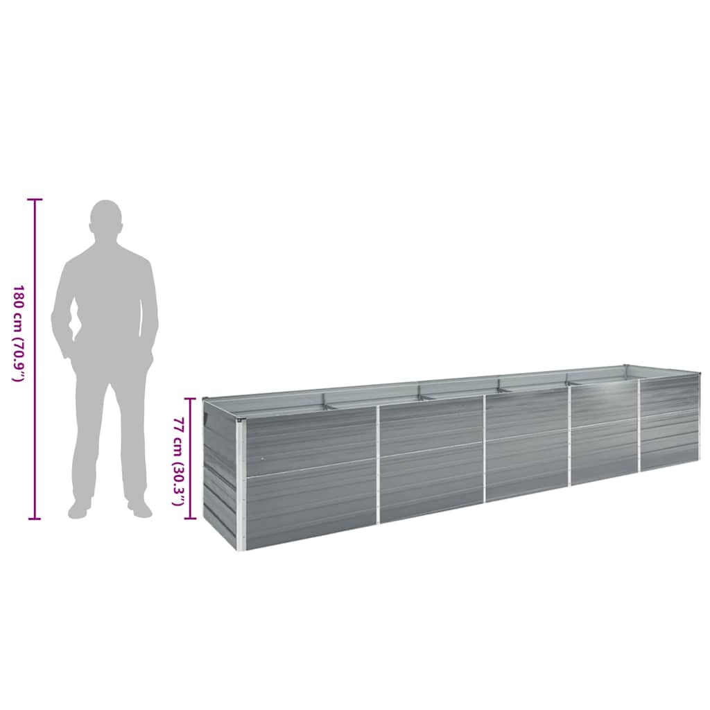 Hochbeet 160 x 80 x 77 cm Verzinkter Stahl Grau