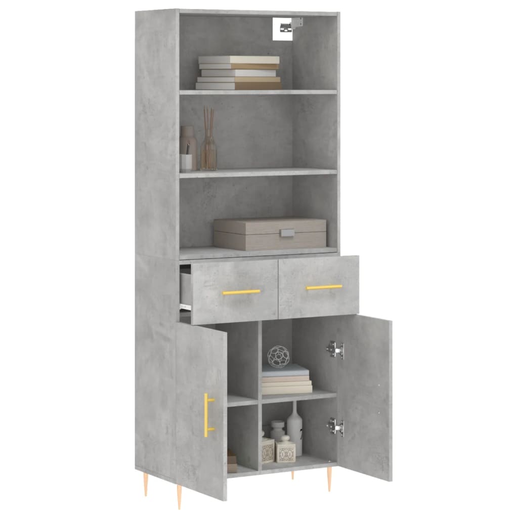 Highboard Hochglanz-Weiß 69,5x34x180 cm Holzwerkstoff