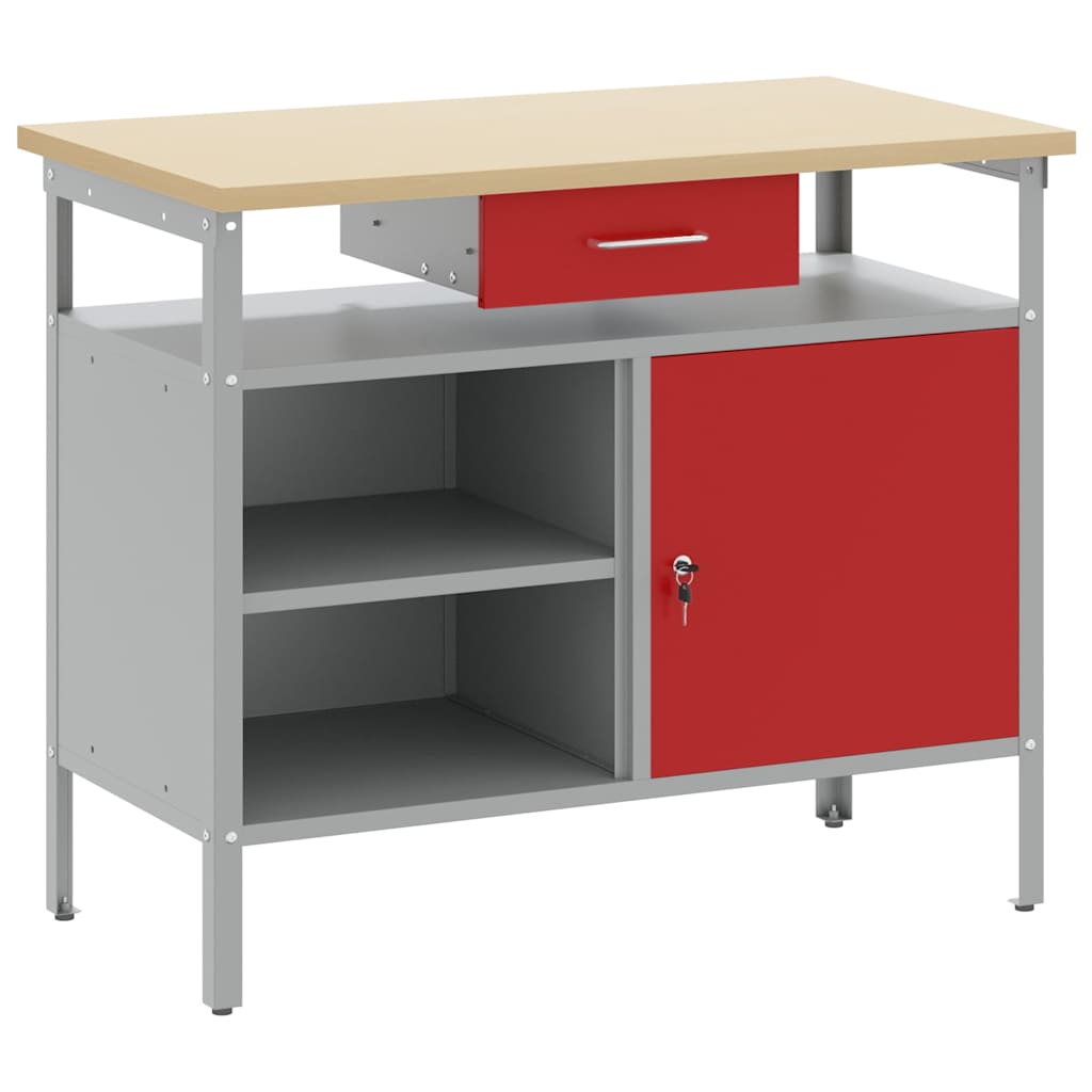 Werkbank mit Schubladen Schwarz und Grau 100 x 55 x 85 cm