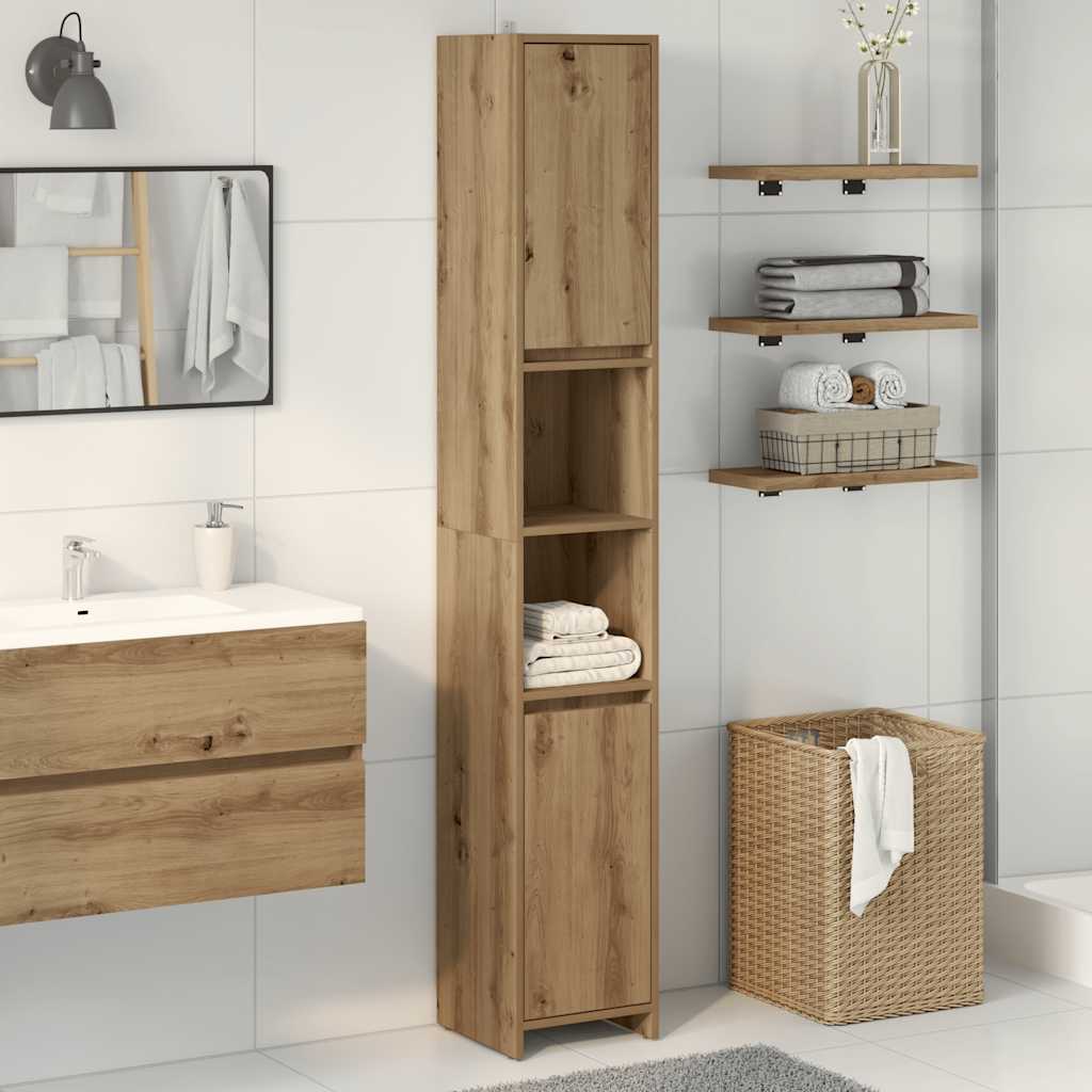 Badezimmerschrank Weiß 30x30x183,5 cm Holzwerkstoff