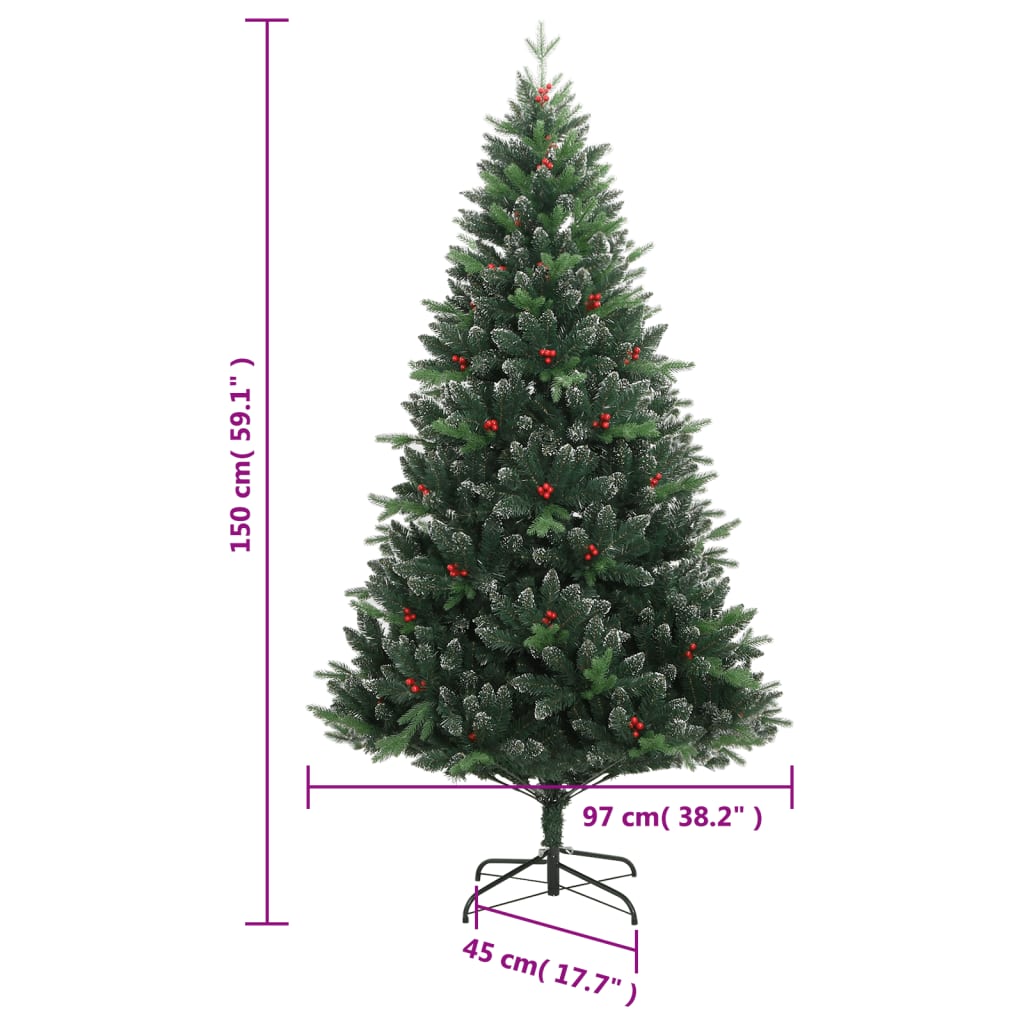 Künstlicher Weihnachtsbaum Klappbar mit Roten Beeren 120 cm