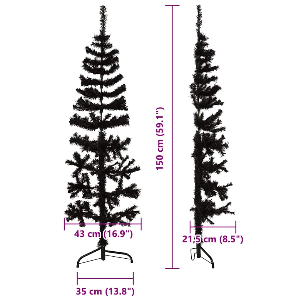 Künstlicher Halb-Weihnachtsbaum mit Ständer Schlank Weiß 180 cm