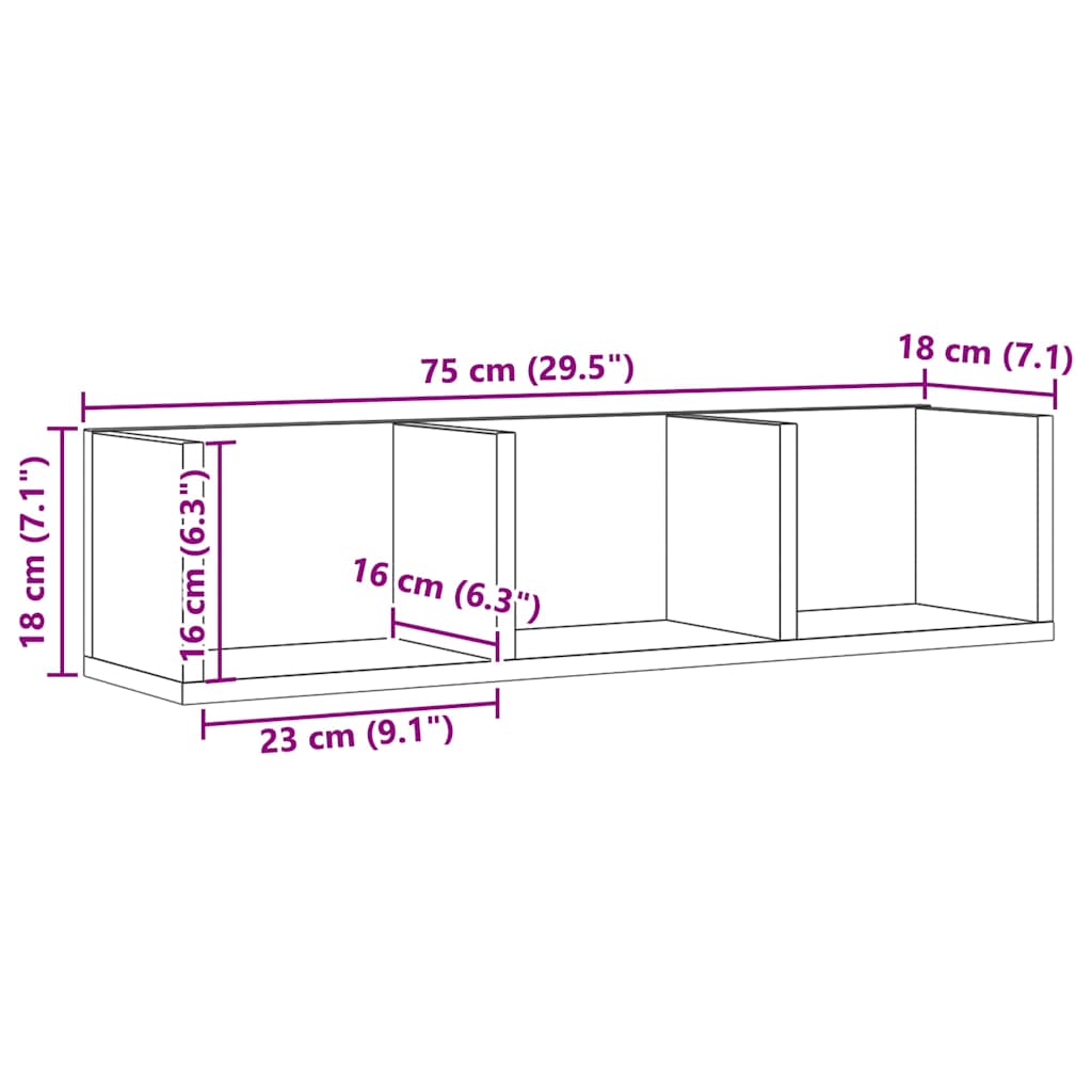 CD-Wandregal Weiß 75x18x18 cm Holzwerkstoff