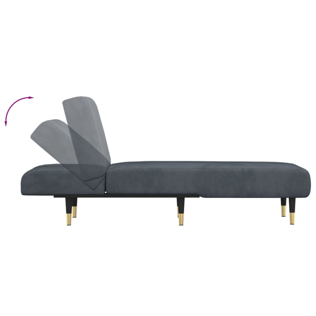 Chaiselongue Hellgrau Samt