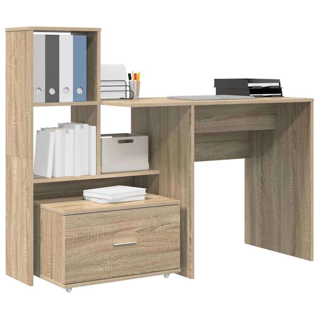 Schreibtisch mit Regal Weiß 131,5 x 50 x 106,5 cm Holzwerkstoff