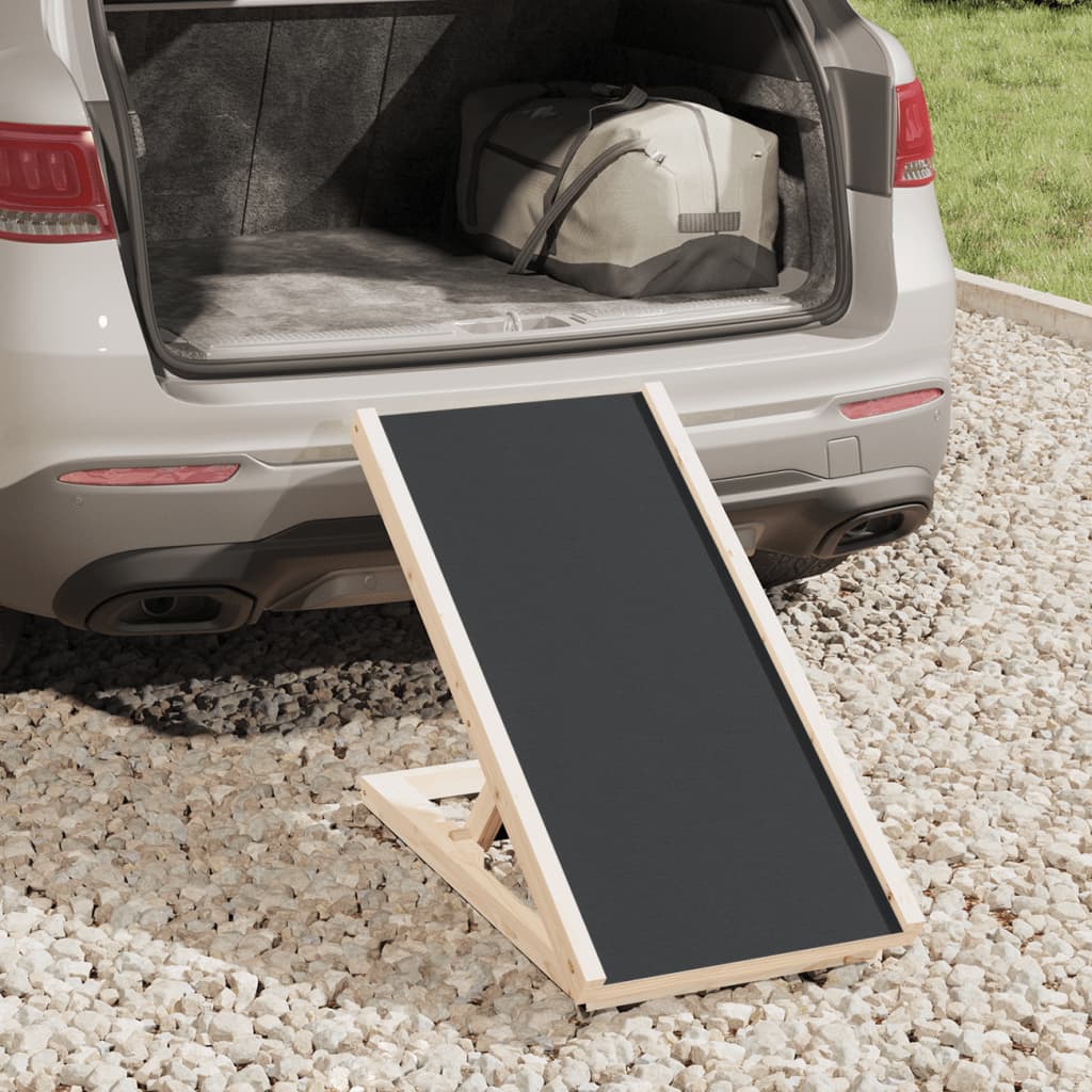 Hunderampe Grau 100x40 cm Massivholz Tanne
