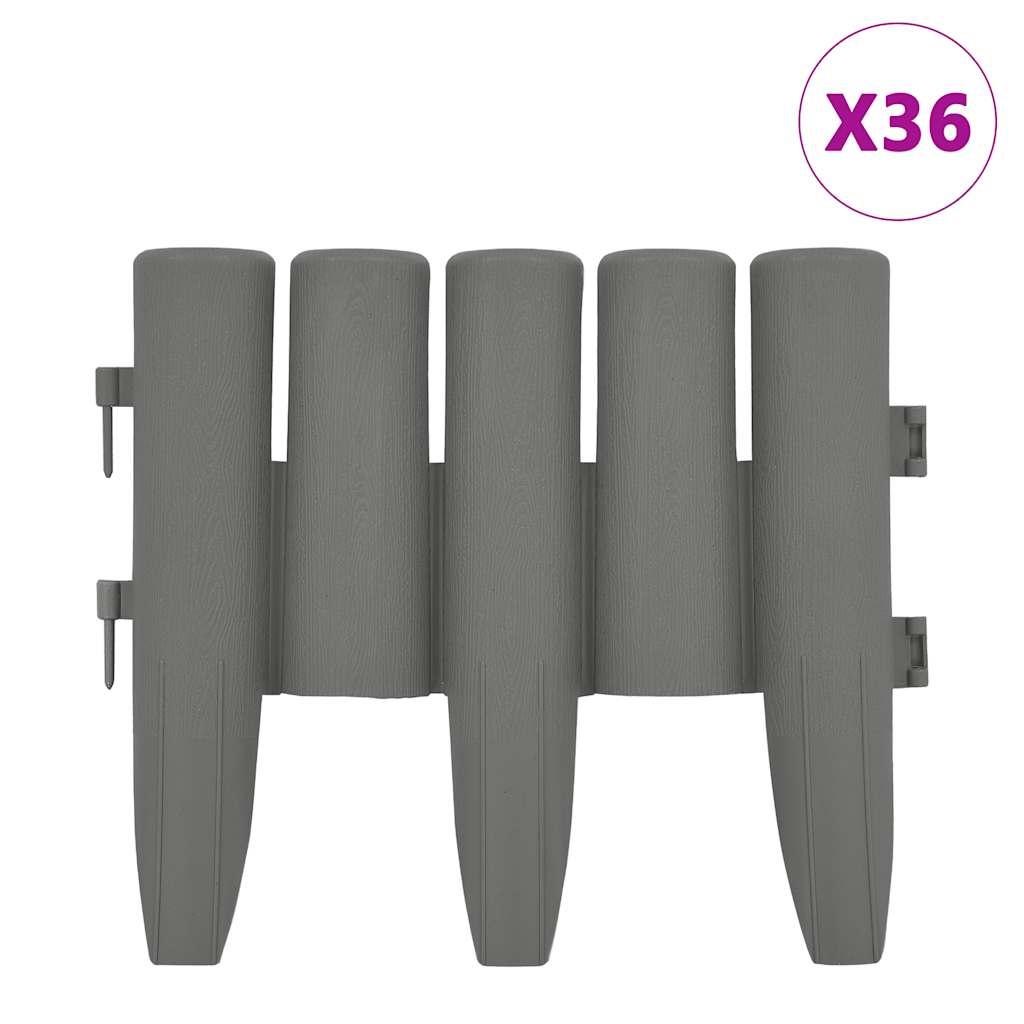 Rasenkanten 36 Stk. Grau 10 m PP